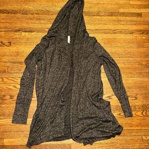 Athleta Charcoal Knit Hooded Cardigan Sweater